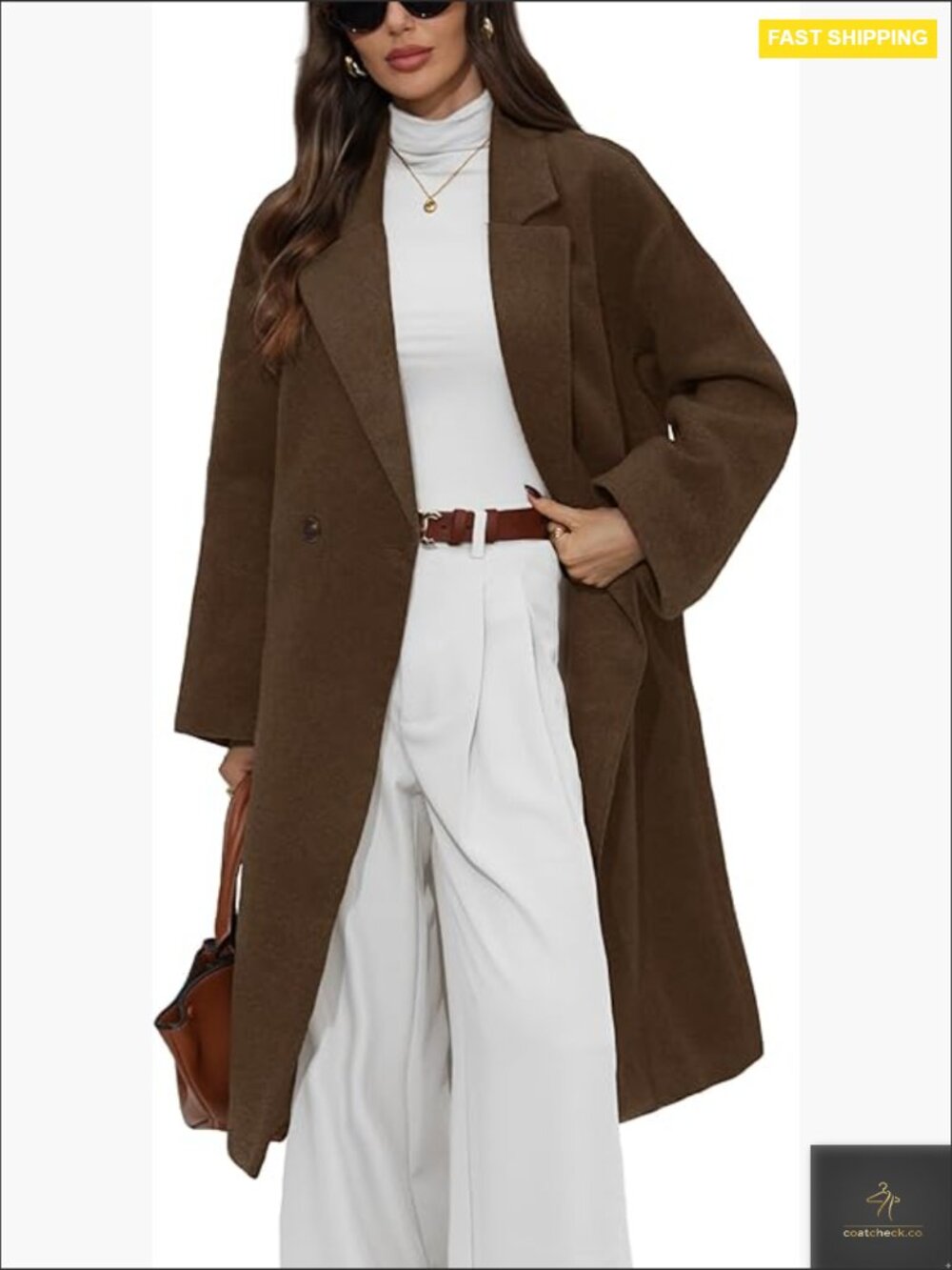 Wool Peacoat Oversized Classic Chic Winter Coat Double Breasted Notch Lapel